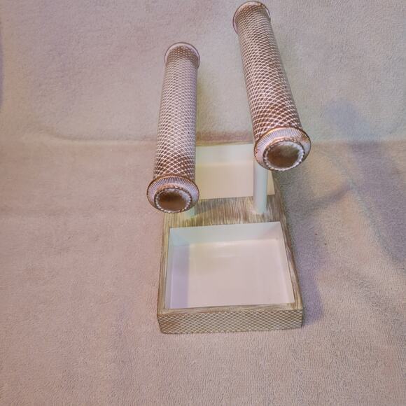 Double Bar Jewelry Holder Organizer White & Gold Display Rack - Picture 4 of 5